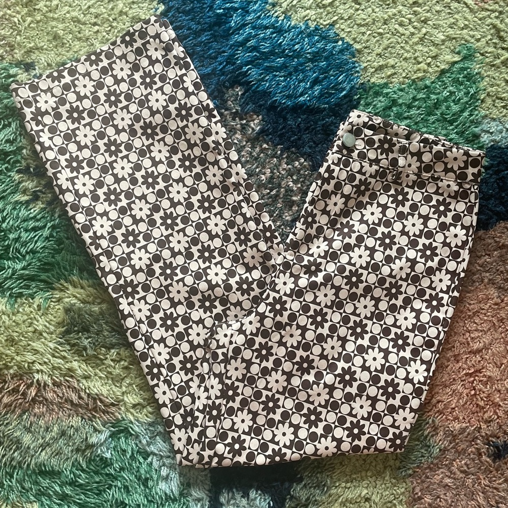 vintage checkered floral pants
